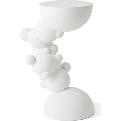 Bubbles Side Table by Global Views in matte white. Made from cast aluminum in a modern style.
