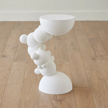Bubbles Side Table by Global Views in matte white. Made from cast aluminum in a modern style.