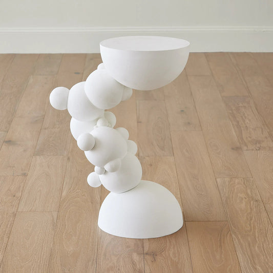 Bubbles Side Table by Global Views in matte white. Made from cast aluminum in a modern style.
