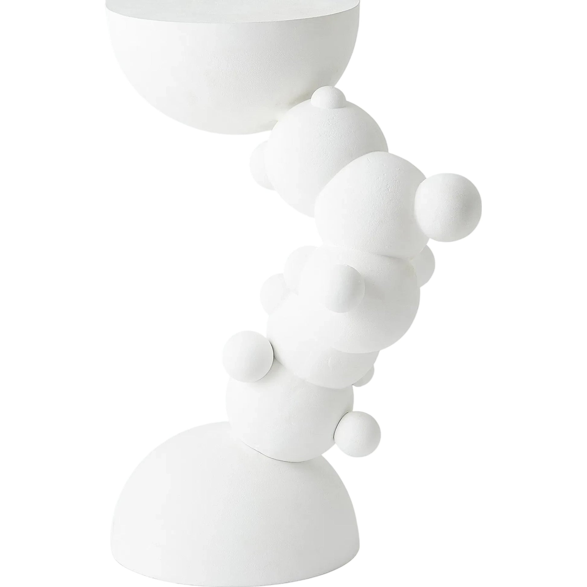 Bubbles Side Table by Global Views in matte white. Made from cast aluminum in a modern style.