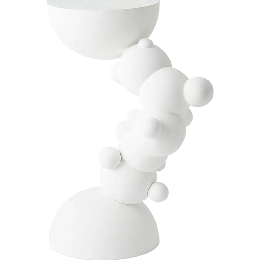 Bubbles Side Table by Global Views in matte white. Made from cast aluminum in a modern style.