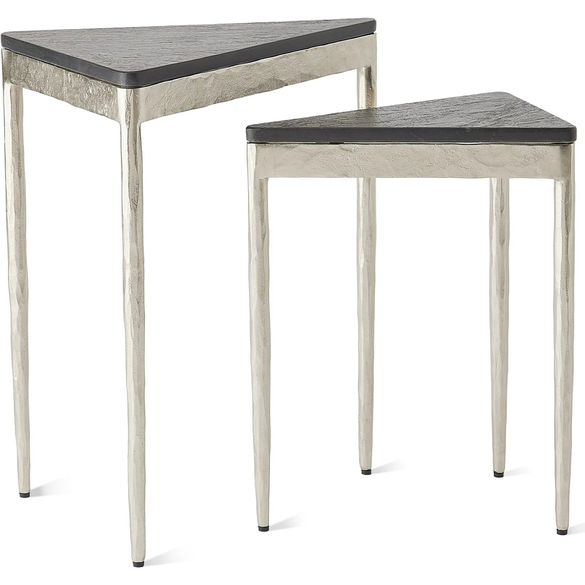 Triangular Nesting Tables (Set of 2) by Global Views. Made from iron, marble in a transitional style.