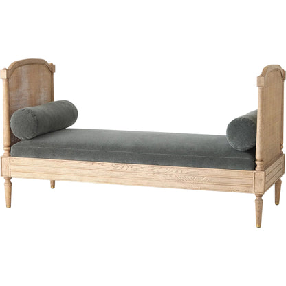 Josephine Daybed by Global Views. Made from eu oak, cane. beech, brass, fabric, 11% cotton, 31% polyester, 58% acrylic, 50, 000 double rub in a traditional style.
