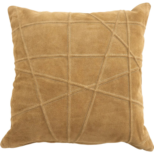 Crossroads Suede Pillow by Global Views. Made from front, back surface: 100% suede leather in a transitional style.