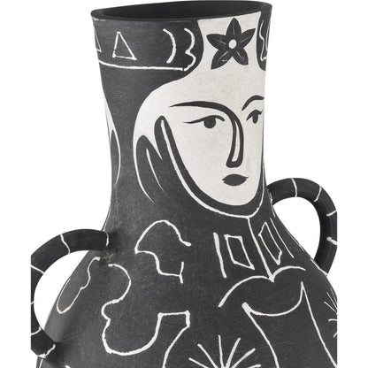 Saint-Paul-De-Vence Vase by Currey and Company in black, white. Made from terracotta in a modern style.