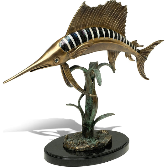 Mighty Sailfish Sculpture by Maitland-Smith. Made from unique in a coastal style.