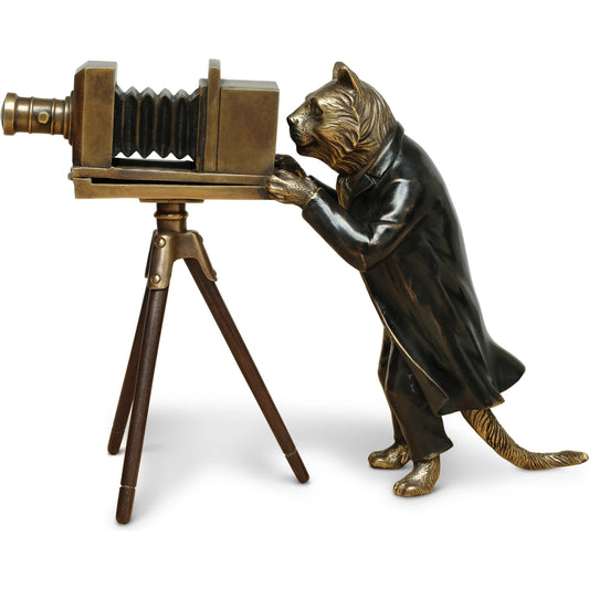 Feline Fotography Sculpture by Maitland-Smith in brass. Made from unique in a unique style.