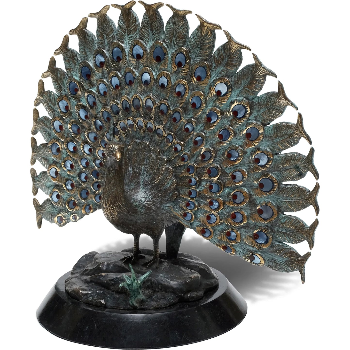 001 SI-2239063 | Primary Silo | Puffed Peacock Sculpture by Maitland-Smith in brass. Made from unique in a unique style.