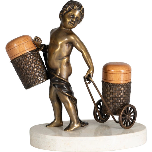 Salt and Pepper Sculpture by Maitland-Smith in brass. Made from unique in a unique style.