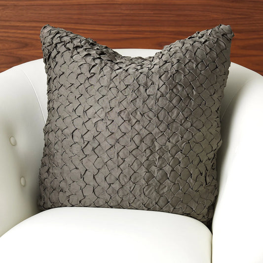 Diamond Ruche Pillow by Global Views in grey. Made from front, back surface: 100% viscose satin in a eclectic & global style.
