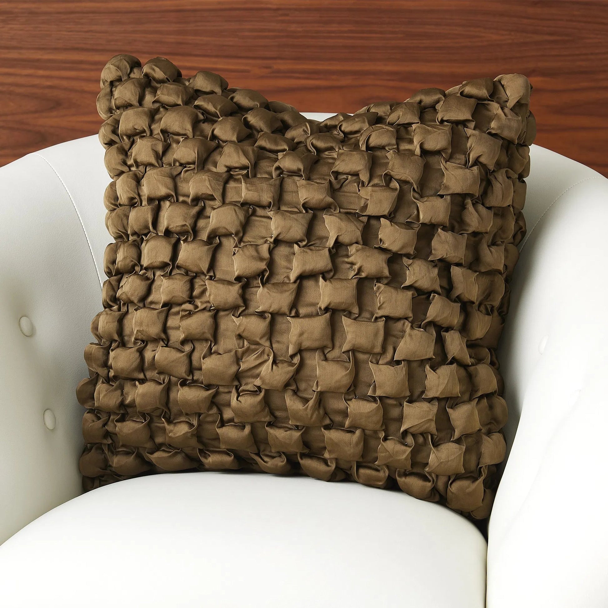 Square Ruche Pillow by Global Views. Made from front, back surface: 100% viscose satin in a eclectic & global style.