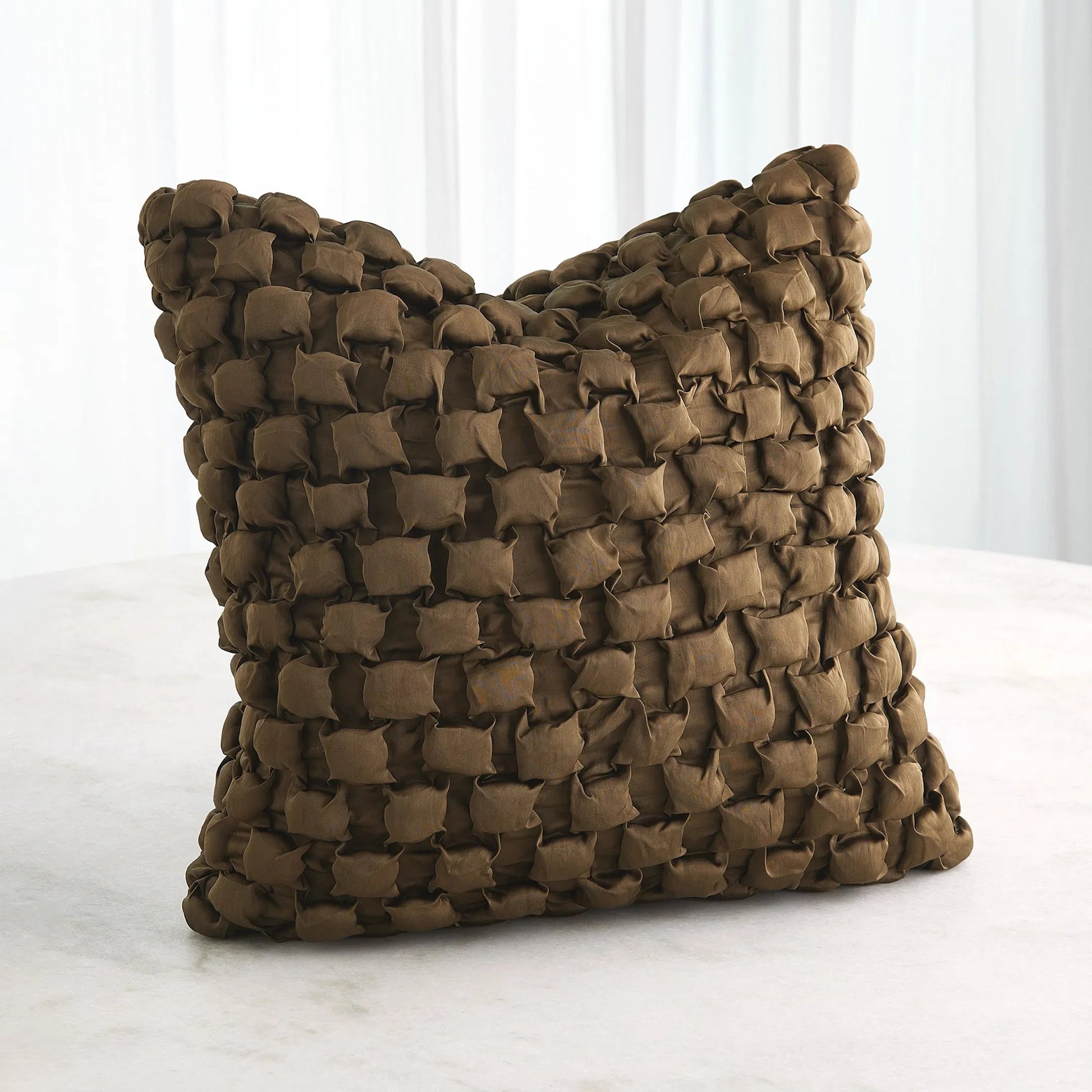 Square Ruche Pillow by Global Views. Made from front, back surface: 100% viscose satin in a eclectic & global style.