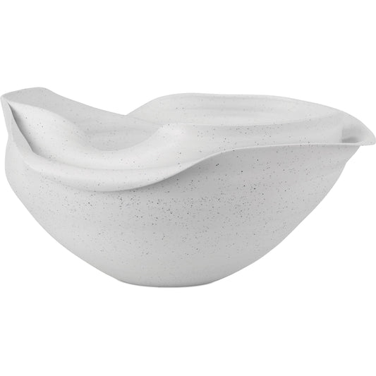 Grandeur Bowl by Currey and Company in eggshell. Made from porcelain in a unique style.