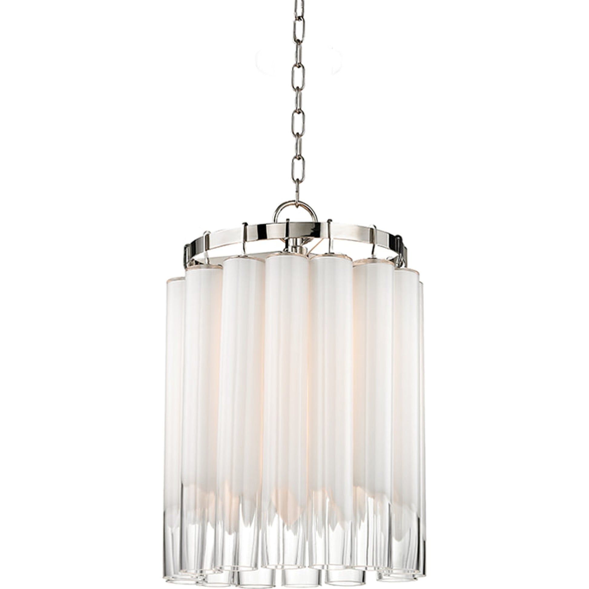 Tyrell Pendant by Hudson Valley in polished nickel. Made from steel in a modern style.