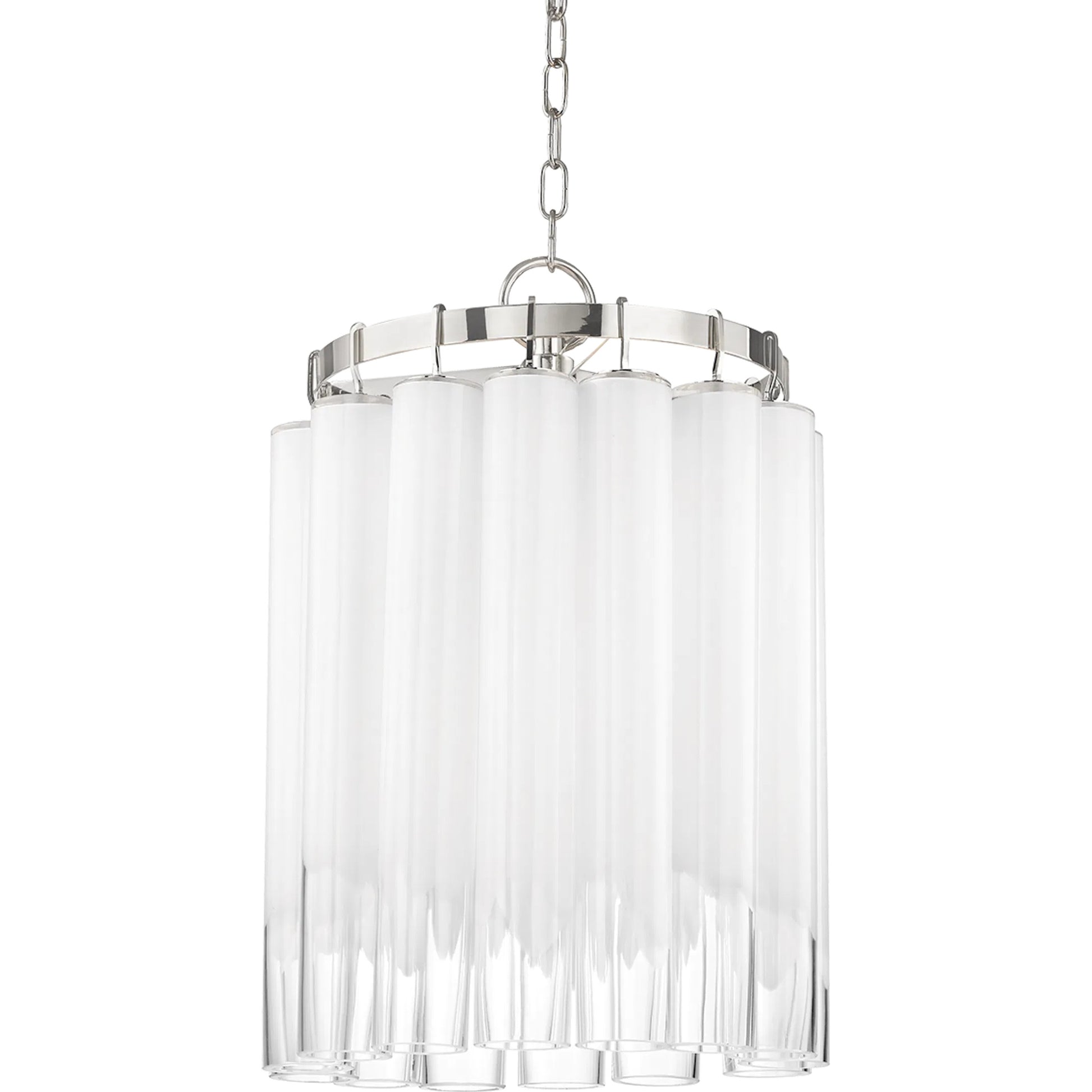 Tyrell Pendant by Hudson Valley in polished nickel. Made from steel in a modern style.