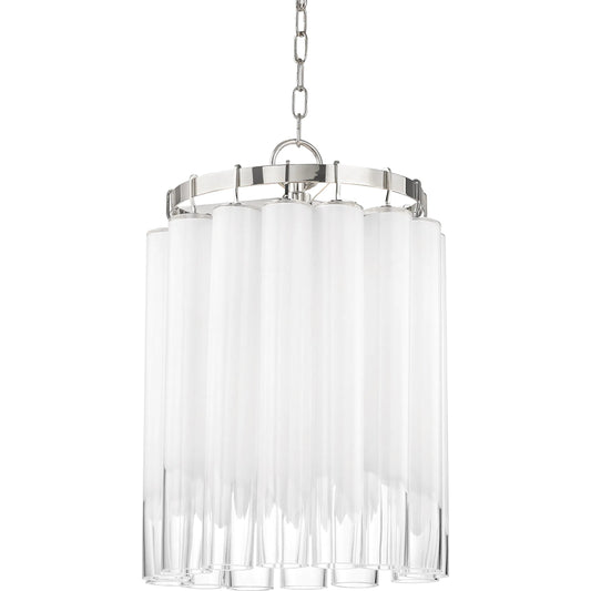 Tyrell Pendant by Hudson Valley in polished nickel. Made from steel in a modern style.