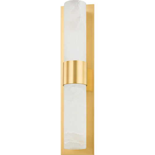 Stowe 2 Light Wall Sconce by Hudson Valley in aged brass. Made from steel in a modern style.