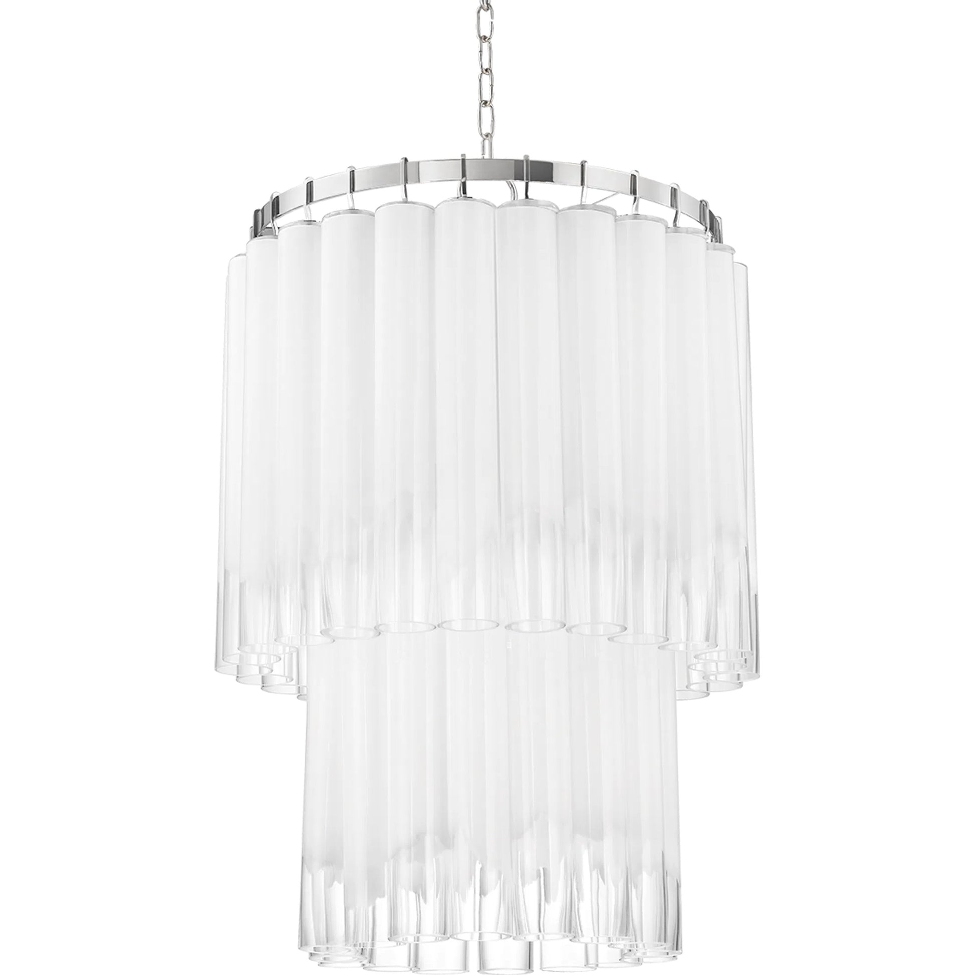 Tyrell Tiered Pendant by Hudson Valley in polished nickel. Made from steel in a modern style.