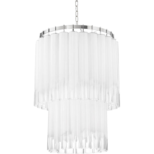 Tyrell Tiered Pendant by Hudson Valley in polished nickel. Made from steel in a modern style.