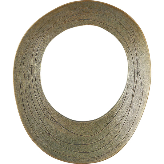 Saturn Mirror by Global Views in antique gold. Made from mdf, brass, mirror in a unique style.