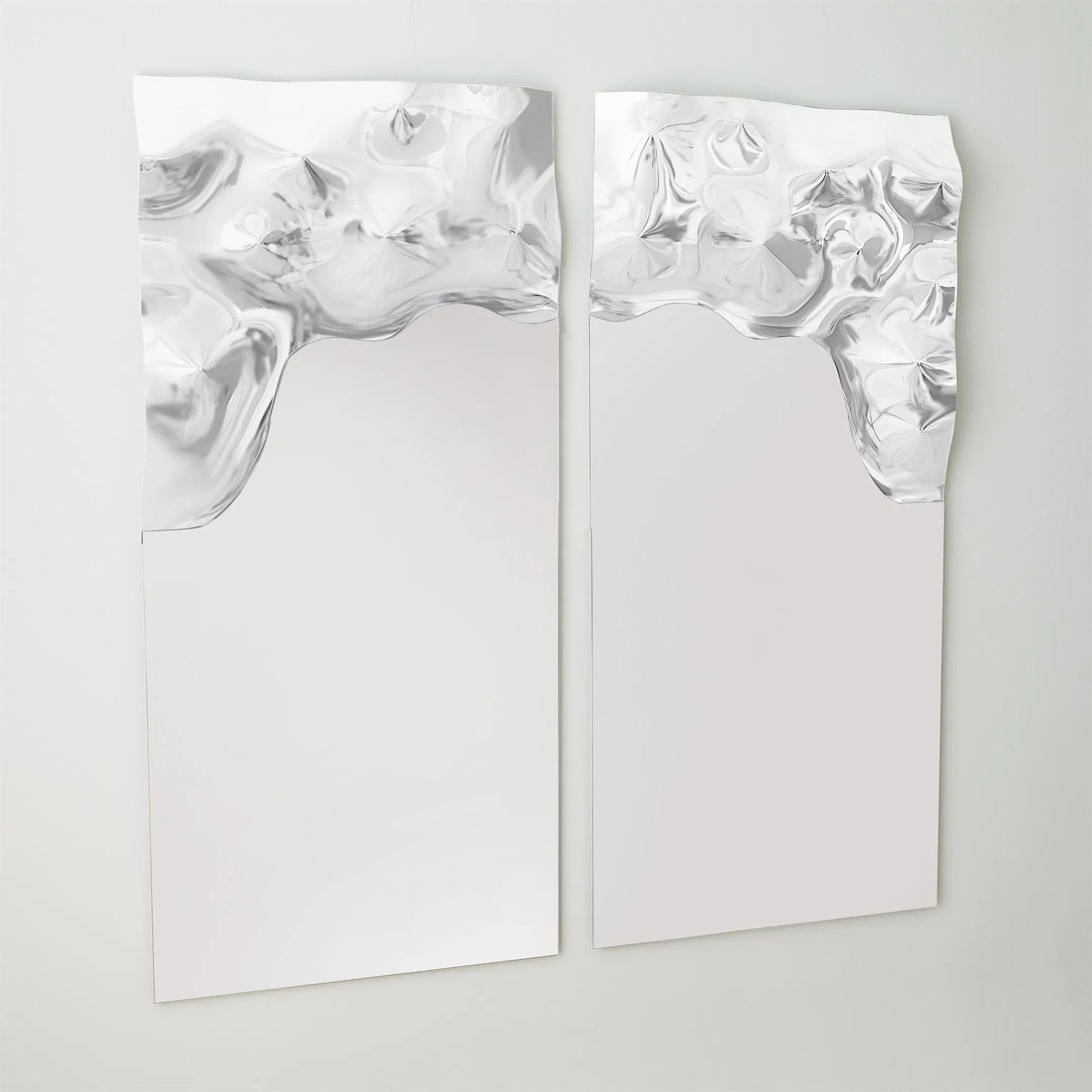 Asymmetrical Ripple Mirror by Global Views in clear. Made from mirror in a modern style.