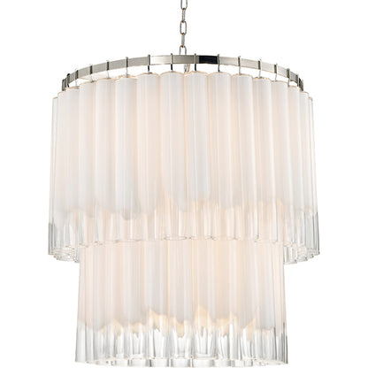Tyrell Tiered Pendant by Hudson Valley in polished nickel. Made from steel in a modern style.