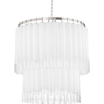 Tyrell Tiered Pendant by Hudson Valley in polished nickel. Made from steel in a modern style.