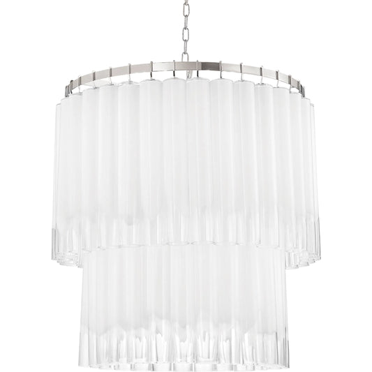 Tyrell Tiered Pendant by Hudson Valley in polished nickel. Made from steel in a modern style.