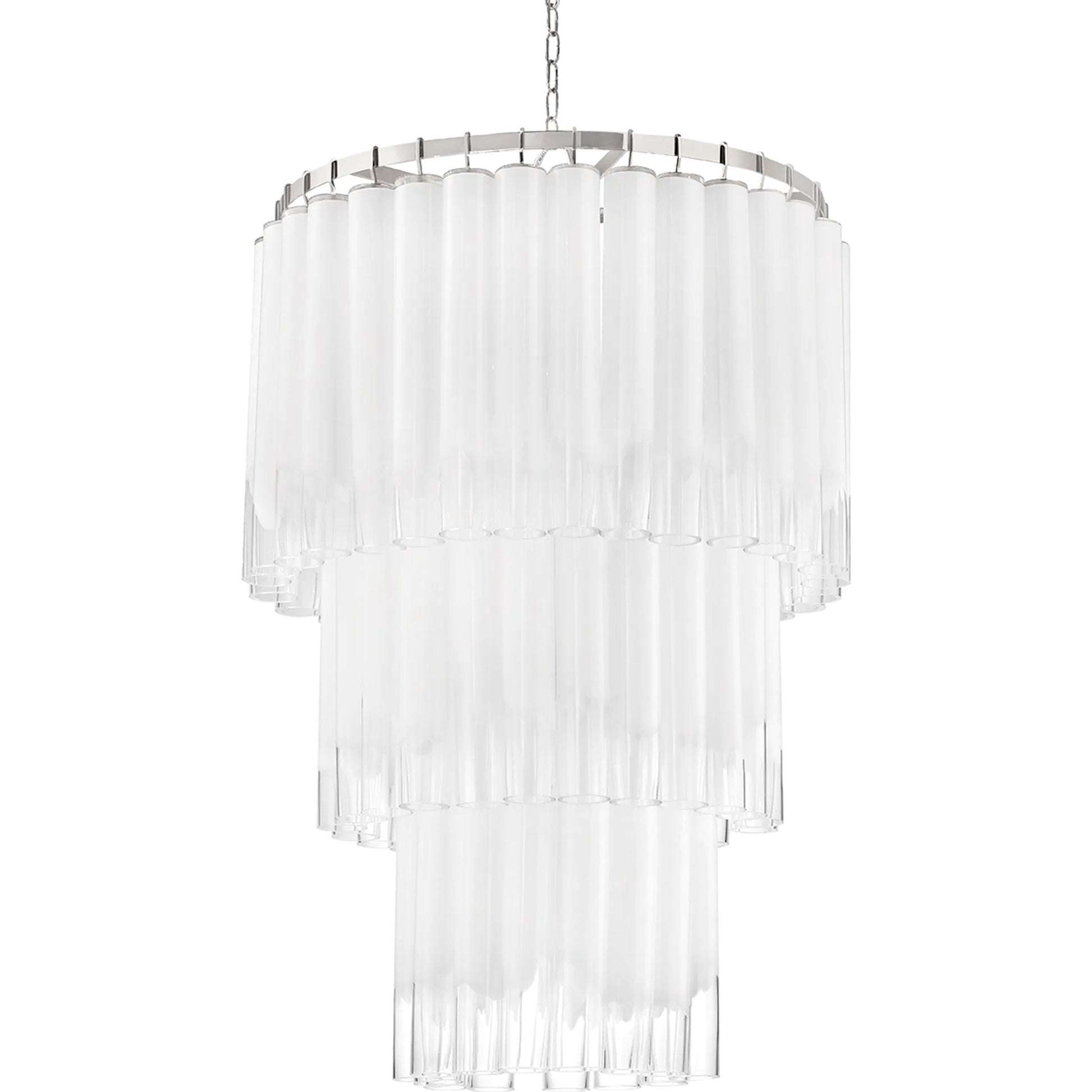 Tyrell Tiered Pendant by Hudson Valley in polished nickel. Made from steel in a modern style.