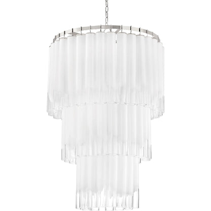 Tyrell Tiered Pendant by Hudson Valley in polished nickel. Made from steel in a modern style.