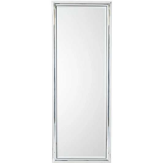 Bennett Floor Mirror by Global Views in nickel. Made from mdf, mirror, stainless steel in a unique style.