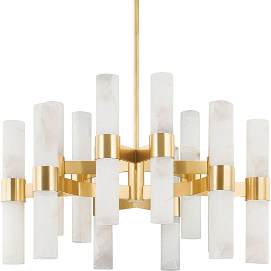 Stowe 24 Light Chandelier by Hudson Valley in aged brass. Made from steel in a modern style.
