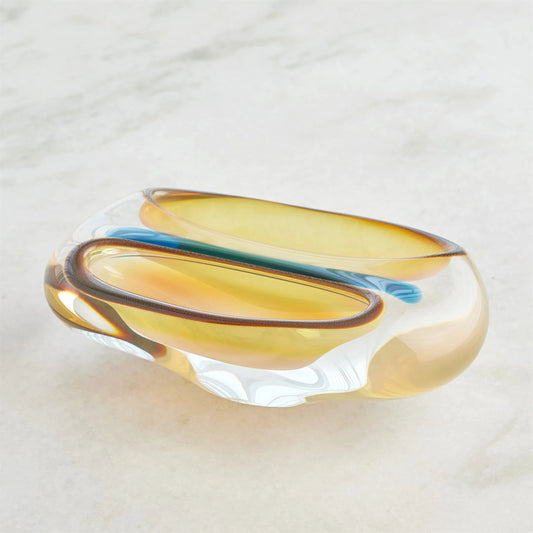 Doppiare Vessel by Global Views in blue and amber. Made from unique in a unique style.