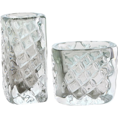 Quilted Vase by Global Views in clear. Made from unique in a transitional style.