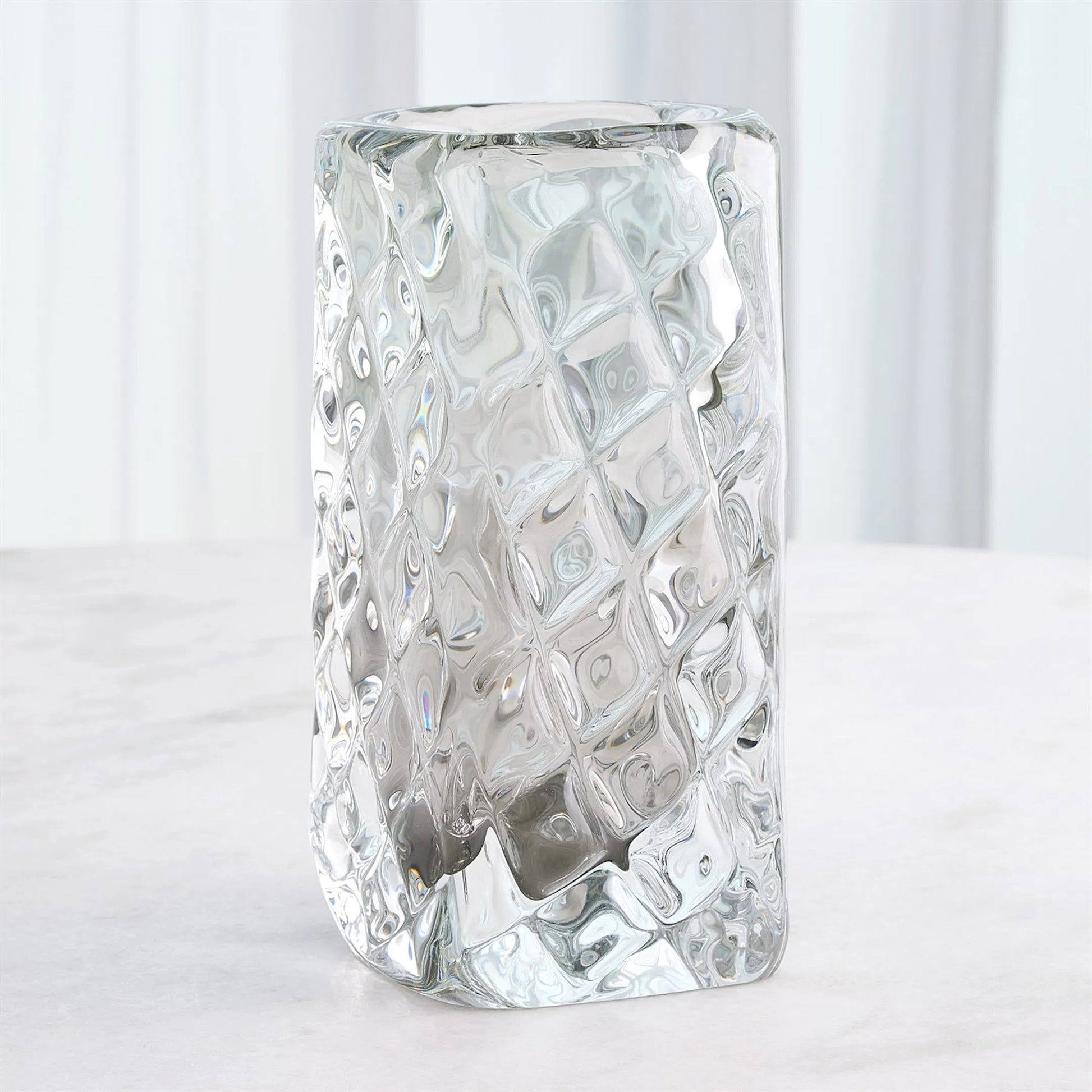 Quilted Vase by Global Views in clear. Made from unique in a transitional style.