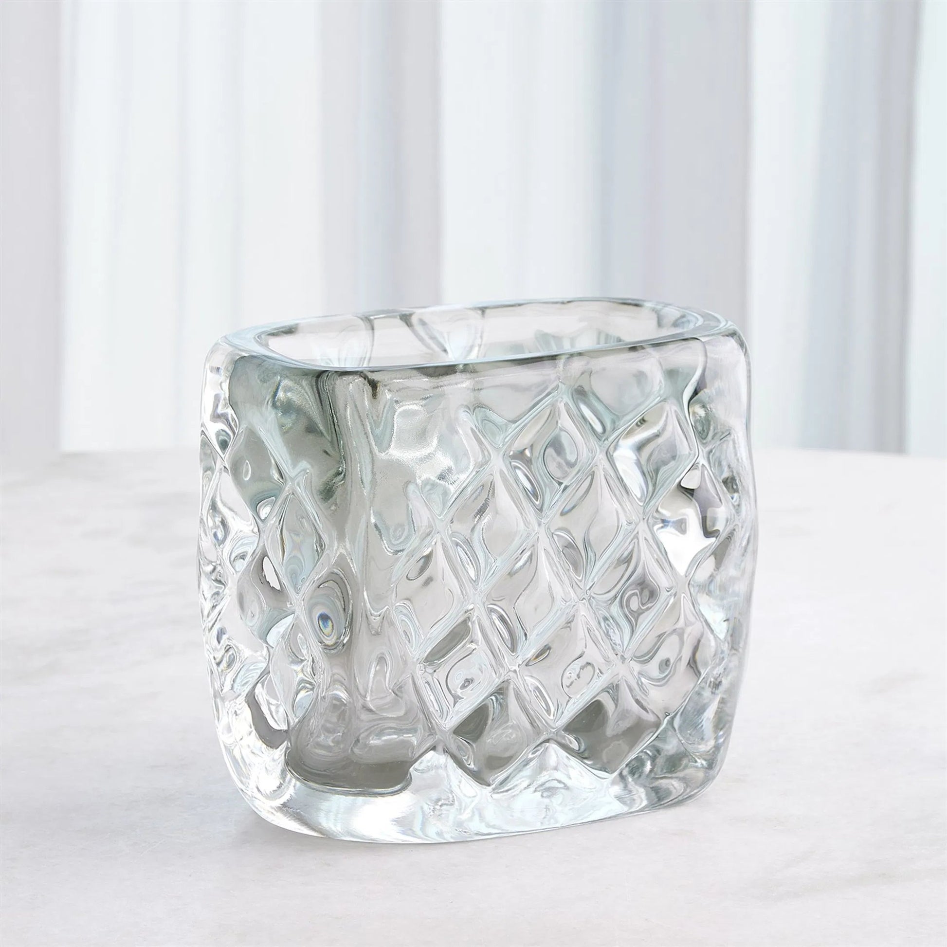 Quilted Vase by Global Views in clear. Made from unique in a transitional style.