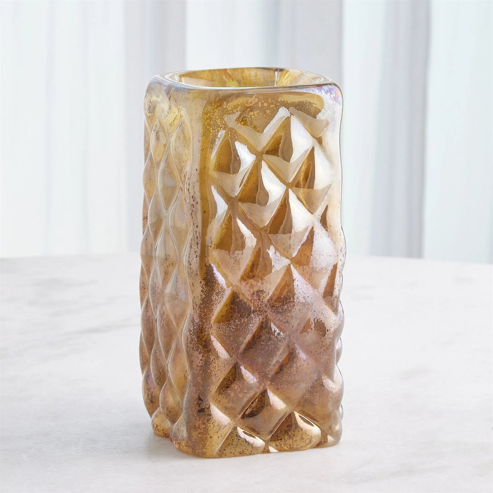 Quilted Vase by Global Views in clear. Made from unique in a transitional style.