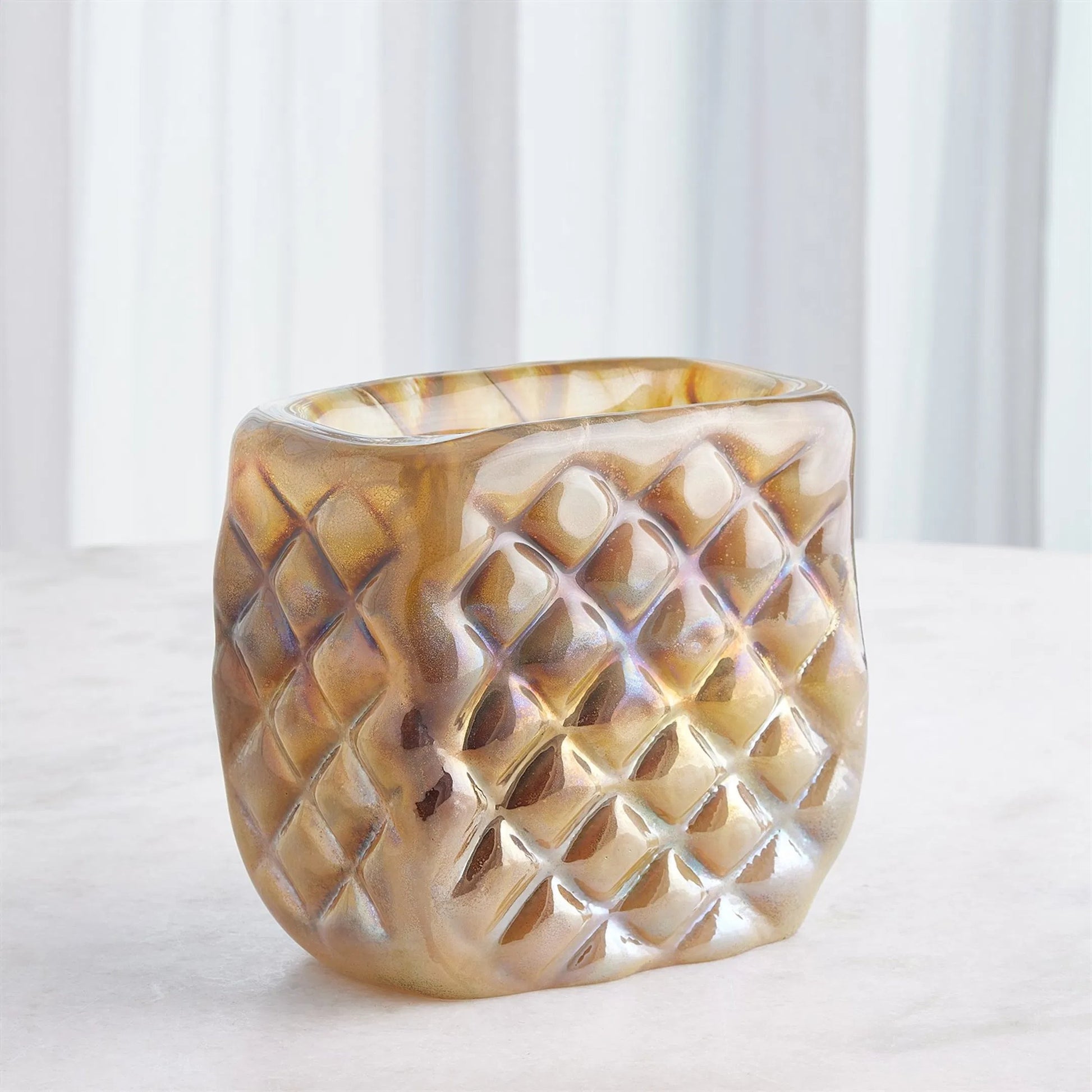 Quilted Vase by Global Views in clear. Made from unique in a transitional style.