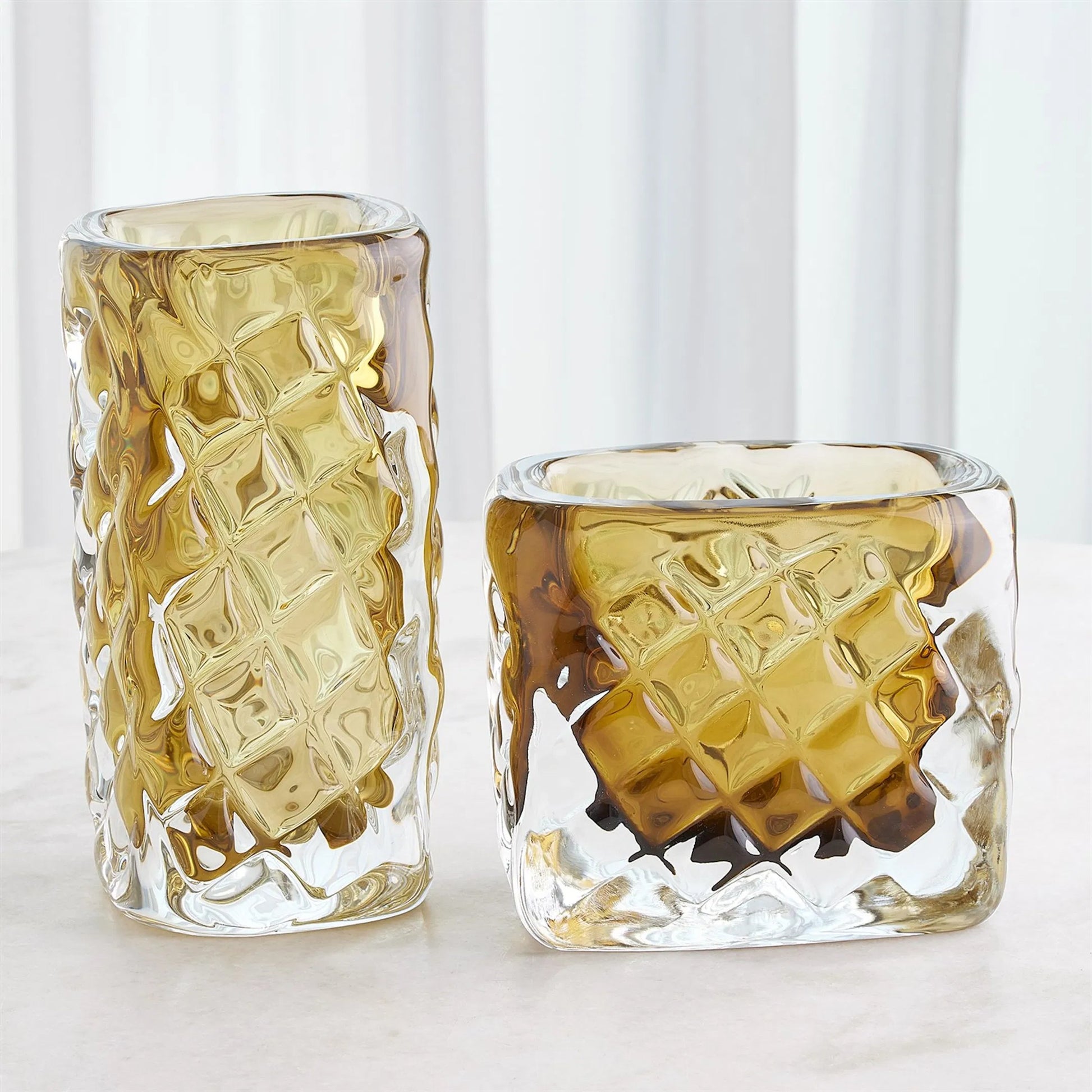 Quilted Vase by Global Views in clear. Made from unique in a transitional style.