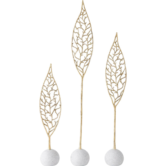 Sprig Sculpture by Global Views in white and marble. Made from unique in a unique style.