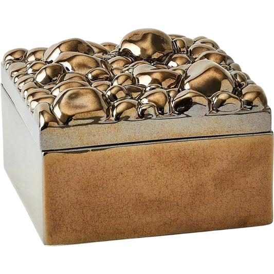 Pebbles Square Box by Global Views in bronze. Made from ceramic in a unique style.
