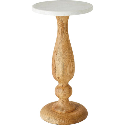Vessel Side Table by Global Views. Made from oak, wood, marble in a transitional style.