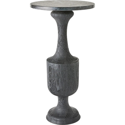 Vessel Side Table by Global Views. Made from oak, wood, marble in a transitional style.