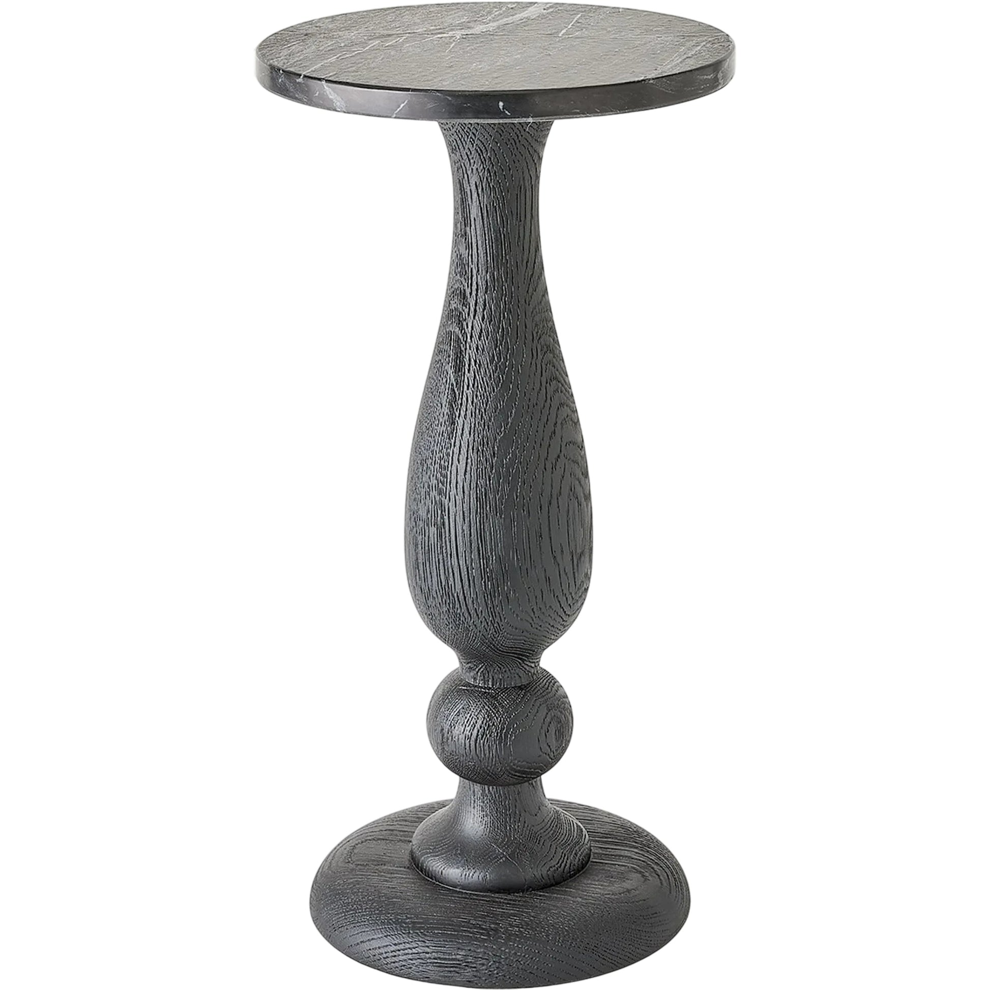 Vessel Side Table by Global Views. Made from oak, wood, marble in a transitional style.
