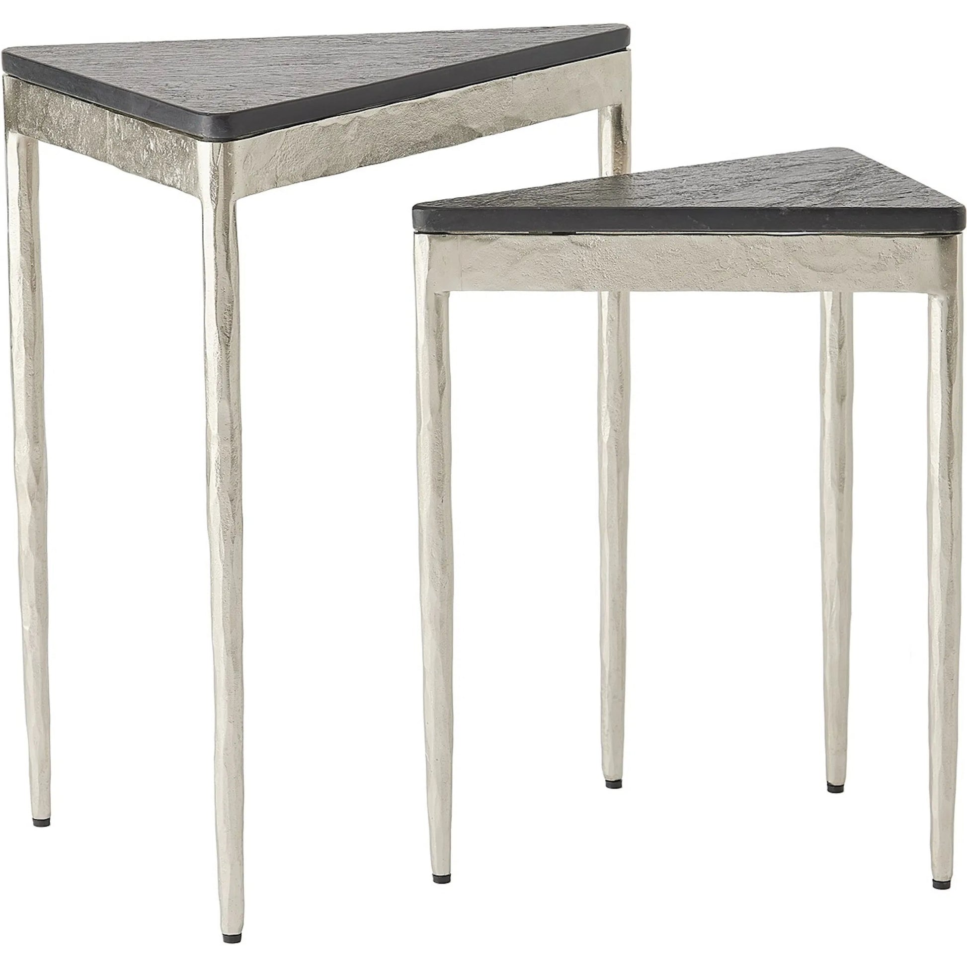 Triangular Nesting Tables (Set of 2) by Global Views. Made from iron, marble in a transitional style.