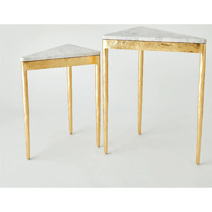 Triangular Nesting Tables (Set of 2) by Global Views. Made from iron, marble in a transitional style.