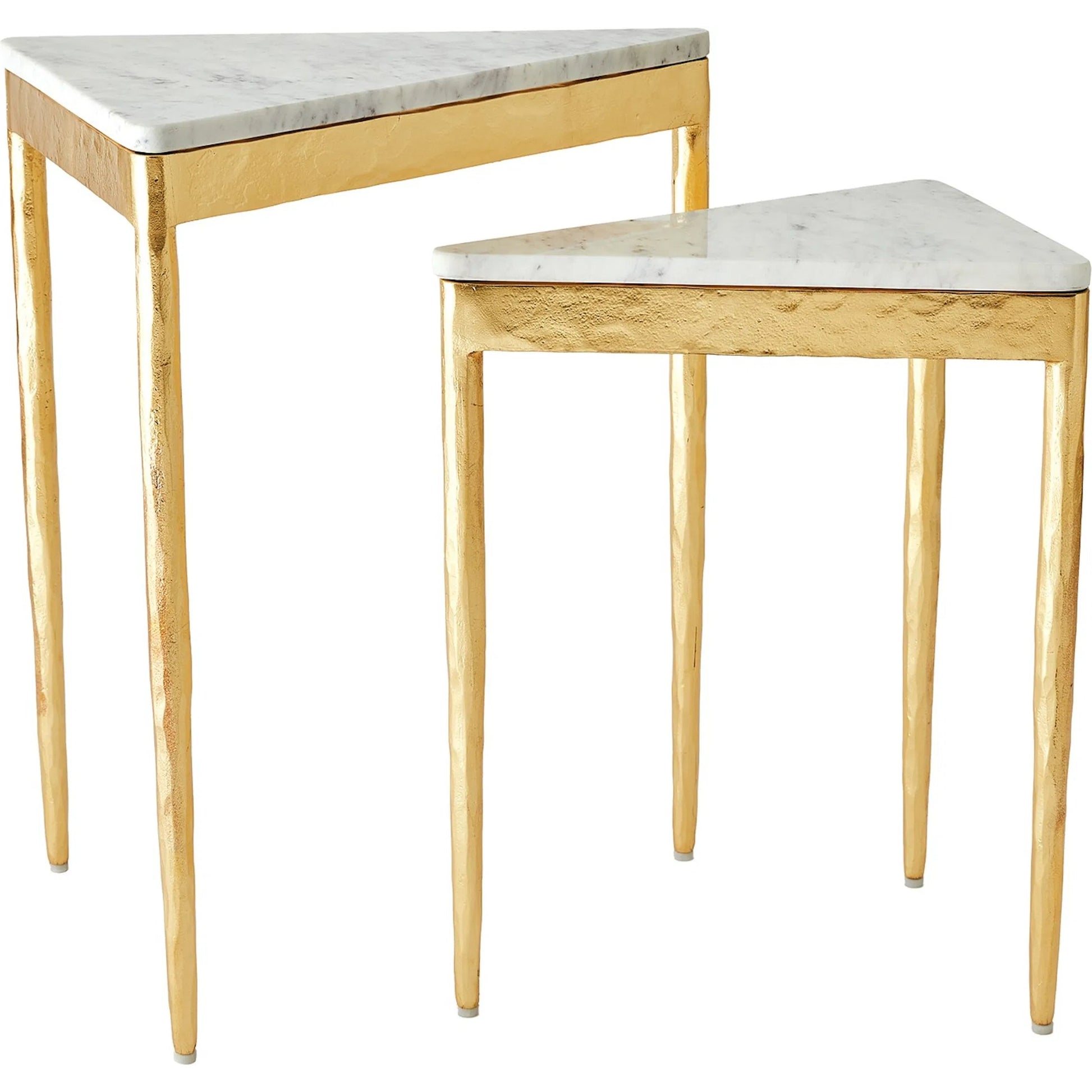 Triangular Nesting Tables (Set of 2) by Global Views. Made from iron, marble in a transitional style.