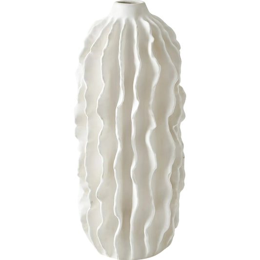 Sea Ribbons Vase by Global Views in matte white. Made from unique in a coastal style.