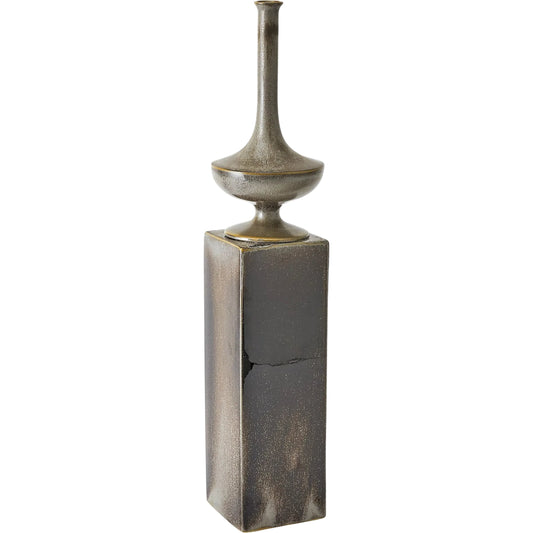 Pedestal Vase by Global Views in reactive silver. Made from ceramic in a unique style.