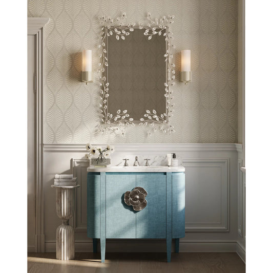 Bryce Wall Sconce by Currey and Company in silver leaf, frosted glass. Made from composite, glass in a transitional style.